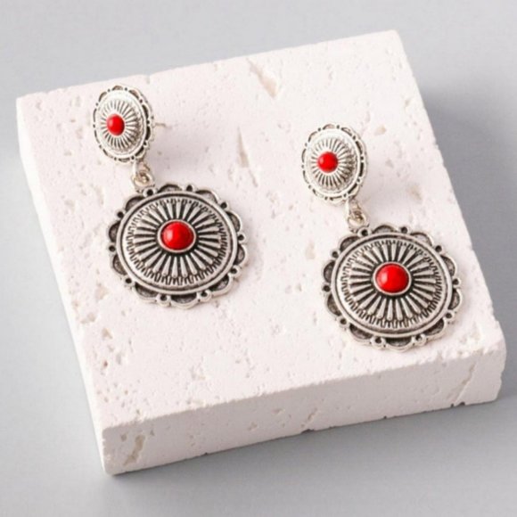 20143  Etched Pendant Earrings - Picture 3 of 4